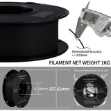 Matte PLA Filament 1.75mm 1kg, TINMORRY Filament PLA 3D Printing Materials for 3D Printer, 1 Spool, Matt Black