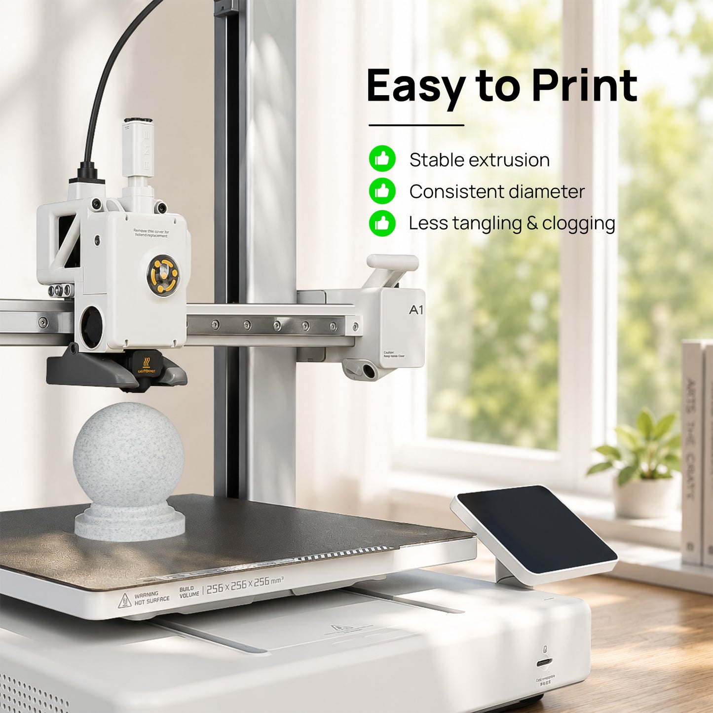 Marble PLA 3D Printer Filament 1.75mm, 1 KG, White