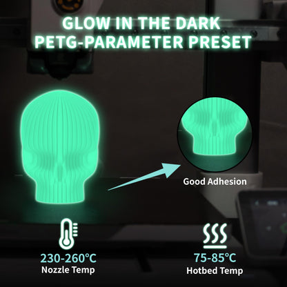 Glowing PETG 3D Printer Filament 1.75mm, 1 KG, Glow Light Orange