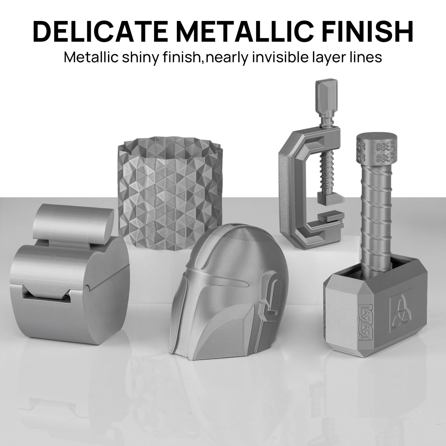 Metallic PETG 3D Printer Filament 1.75mm, 1 KG, Metallic Silver