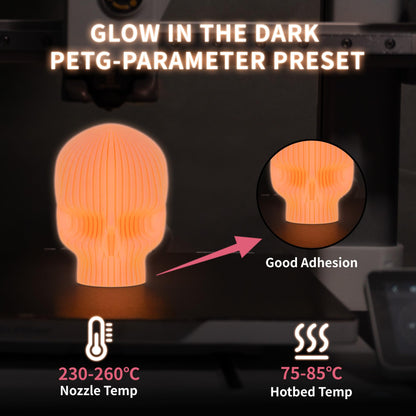 Glowing PETG 3D Printer Filament 1.75mm, 1 KG, Glow Rose Red