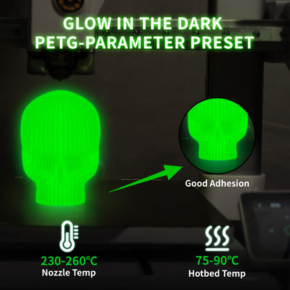 Glowing PETG 3D Printer Filament 1.75mm, 1 KG, Glow Green