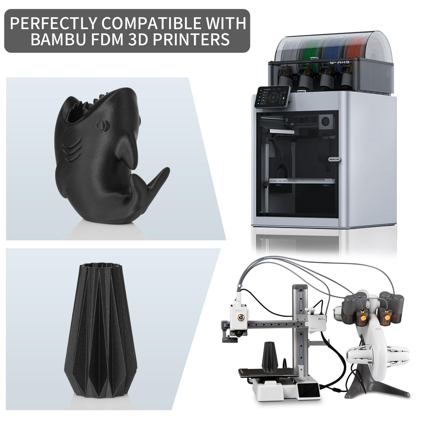 2 Rolls Value Pack & Save | Glass Fiber PETG Filament, 1 KG 1 Spool, Frosted Black