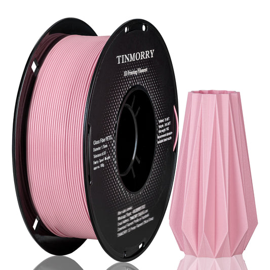 TINMORRY Glasfaserverstärktes PETG-Filament, hochschlagfestes PETG-GF-3D-Druckfilament, Haltbarkeit und Steifheit, perfekt kompatibel mit Bambu Lab FDM-3D-Drucker, 1 kg, 1 Spule, Frosted Sakura Pink
