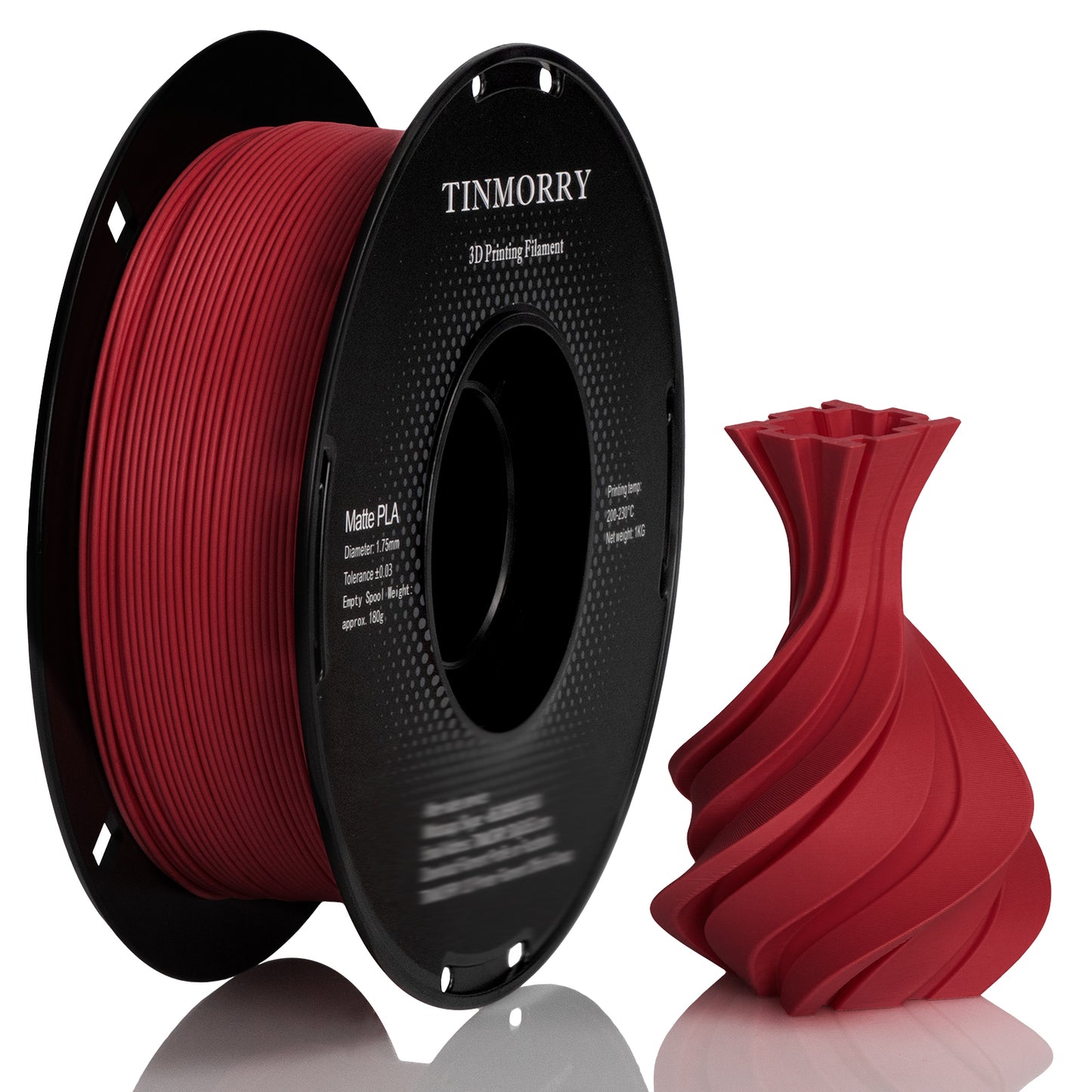 Matte PLA 3D Printer Filament 1.75mm, 1 KG, Matte Red