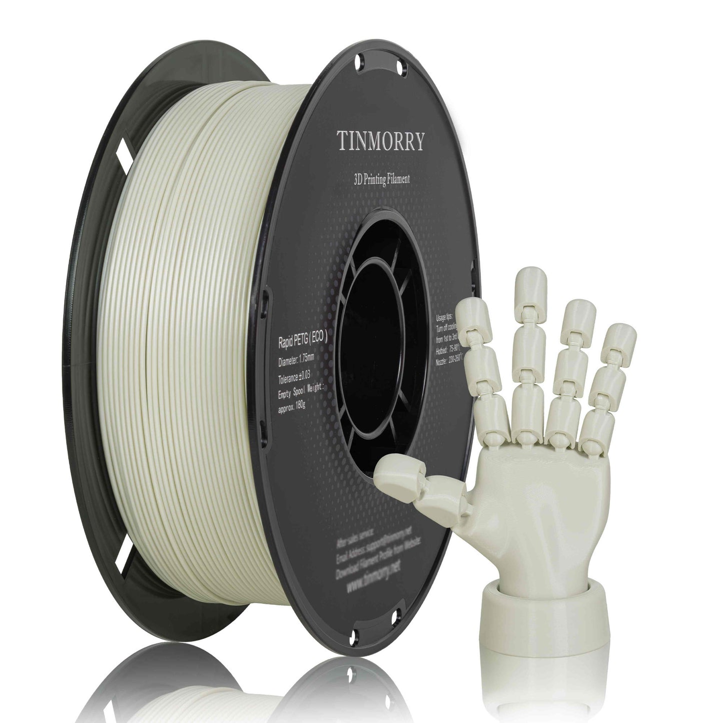 TINMORRY PETG-Filament 1,75 mm, Rapid PETG-Eco 3D-Druckfilament, kompatibel mit Bambu Lab/Creality K1C / FLASHFORGE Adventurer 5M FDM 3D-Drucker, 1 kg 1 Spule, Meeple White 