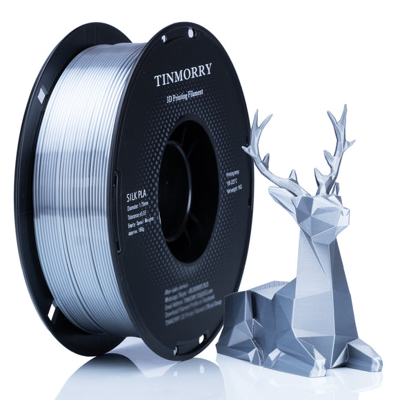 TINMORRY Filament 1,75 PLA Silber Silk Plus, 3D Drucker Filament 1 KG Spool Silk Silver