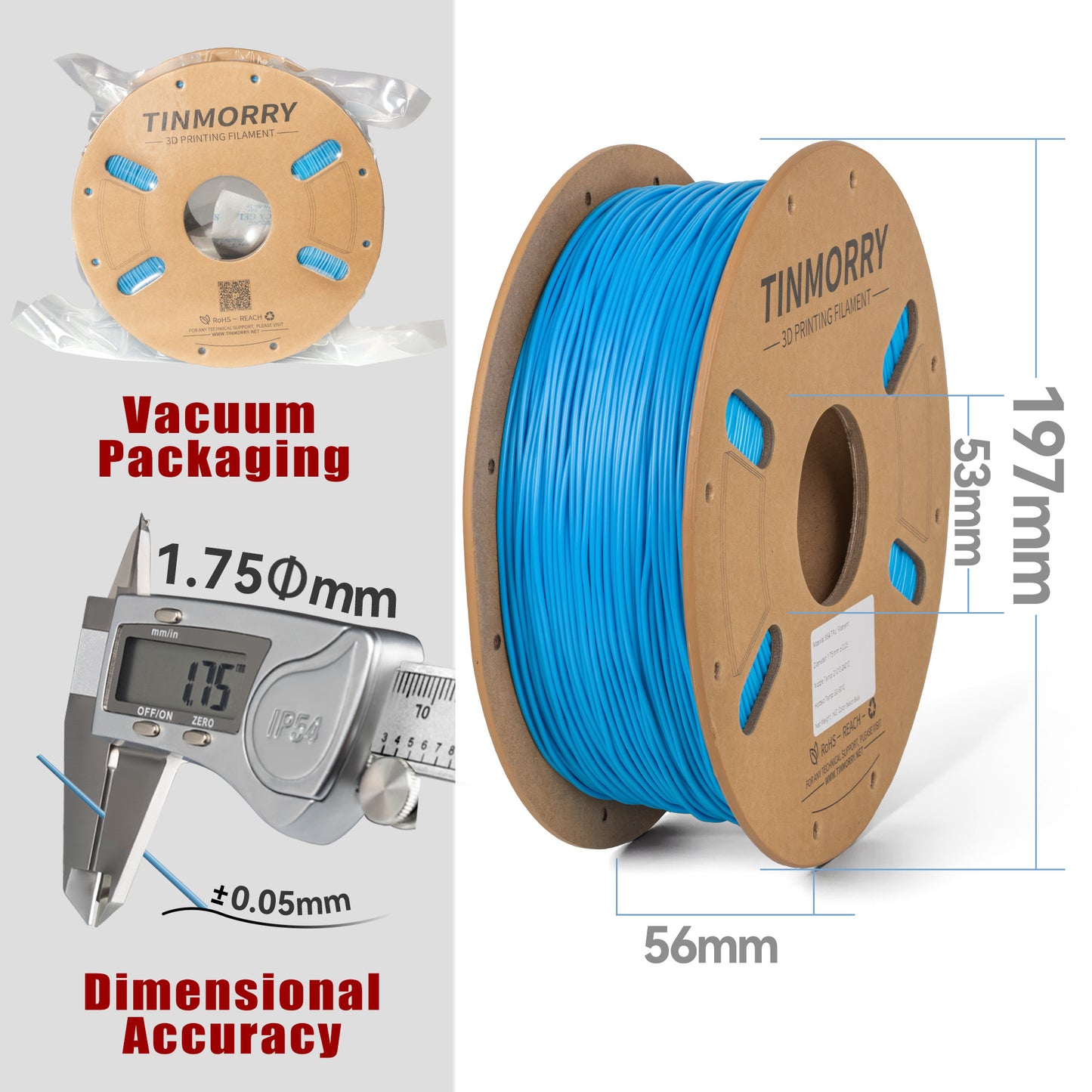 95A TPU 3D Printer Filament 1.75mm, 1 KG, Neon Blue