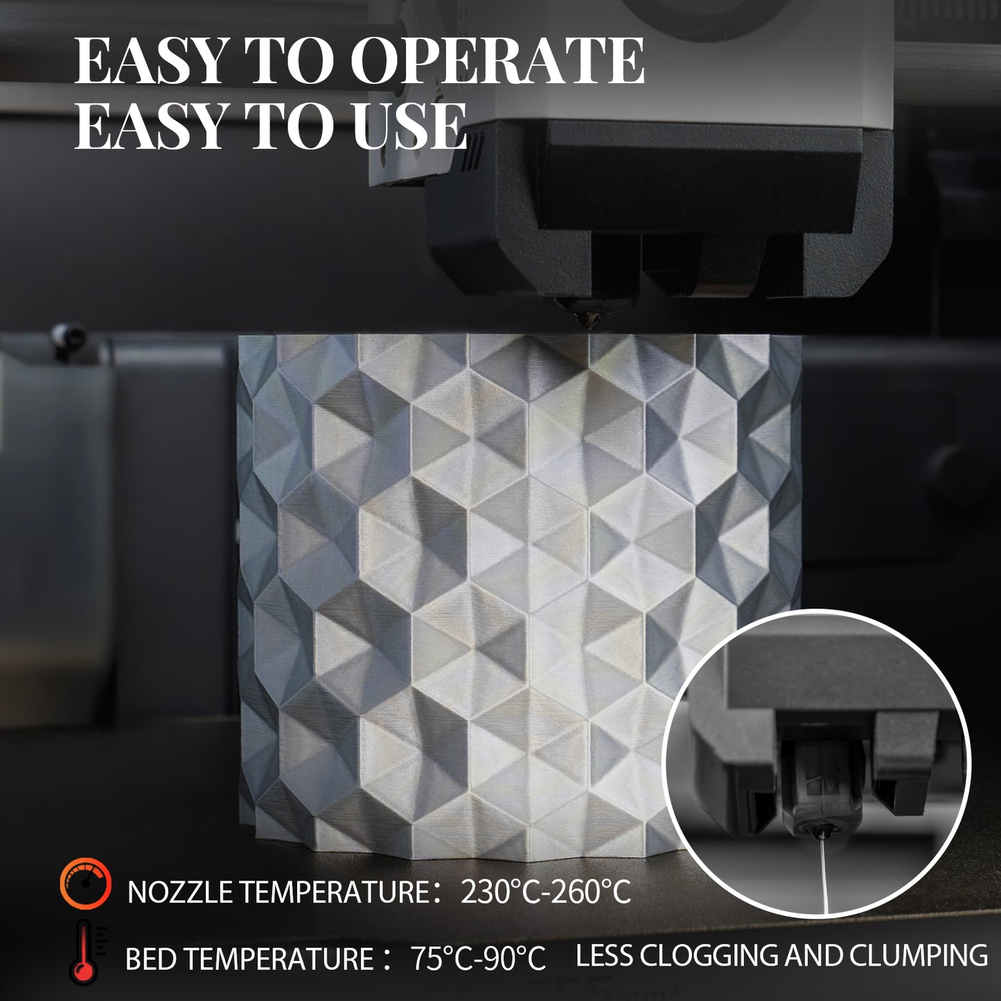 Metallic PETG 3D Printer Filament 1.75mm, 1 KG, Metallic Silver