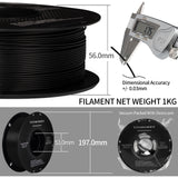 TINMORRY ASA Filament 1.75mm, High UV & Heat Resistant 3D Printer Filament, Durable & Toughness, Dimensional Accuracy +/- 0.03mm, Perfect for Printing Outdoor Functional Parts,1KG Spool, Black