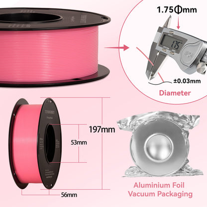 Glowing PETG 3D Printer Filament 1.75mm, 1 KG, Glow Rose Red