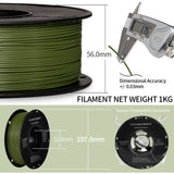 TINMORRY ASA-Filament 1,75 mm, hoch UV- und hitzebeständiges 3D-Druckerfilament, langlebig und robust, Maßgenauigkeit +/- 0,03 mm, perfekt zum Drucken von Funktionsteilen im Außenbereich, 1-kg-Spule, Olivgrün 