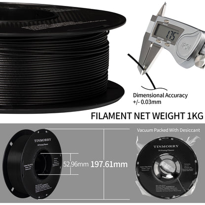 Carbon Fiber PETG 3D Printer Filament 1.75mm, 1 KG, Black