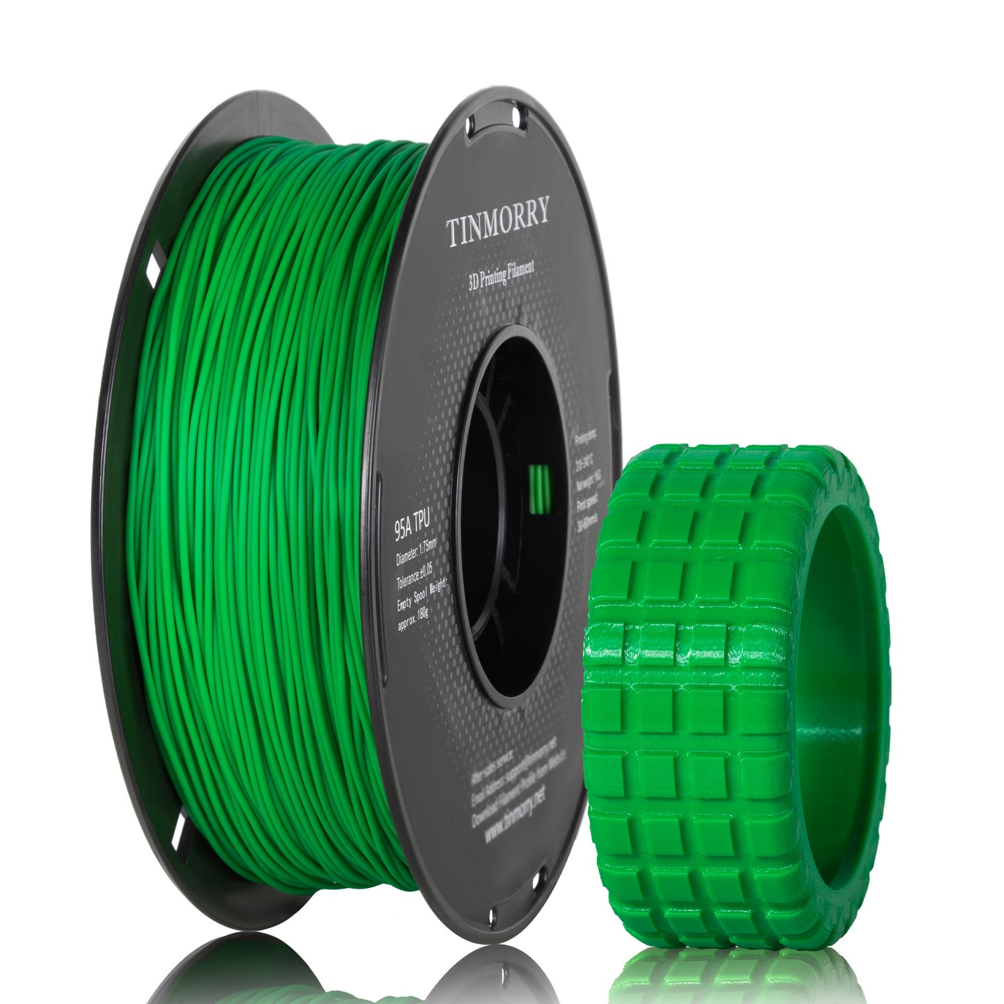 95A TPU 3D Printer Filament 1.75mm, 1 KG, Emerald Green