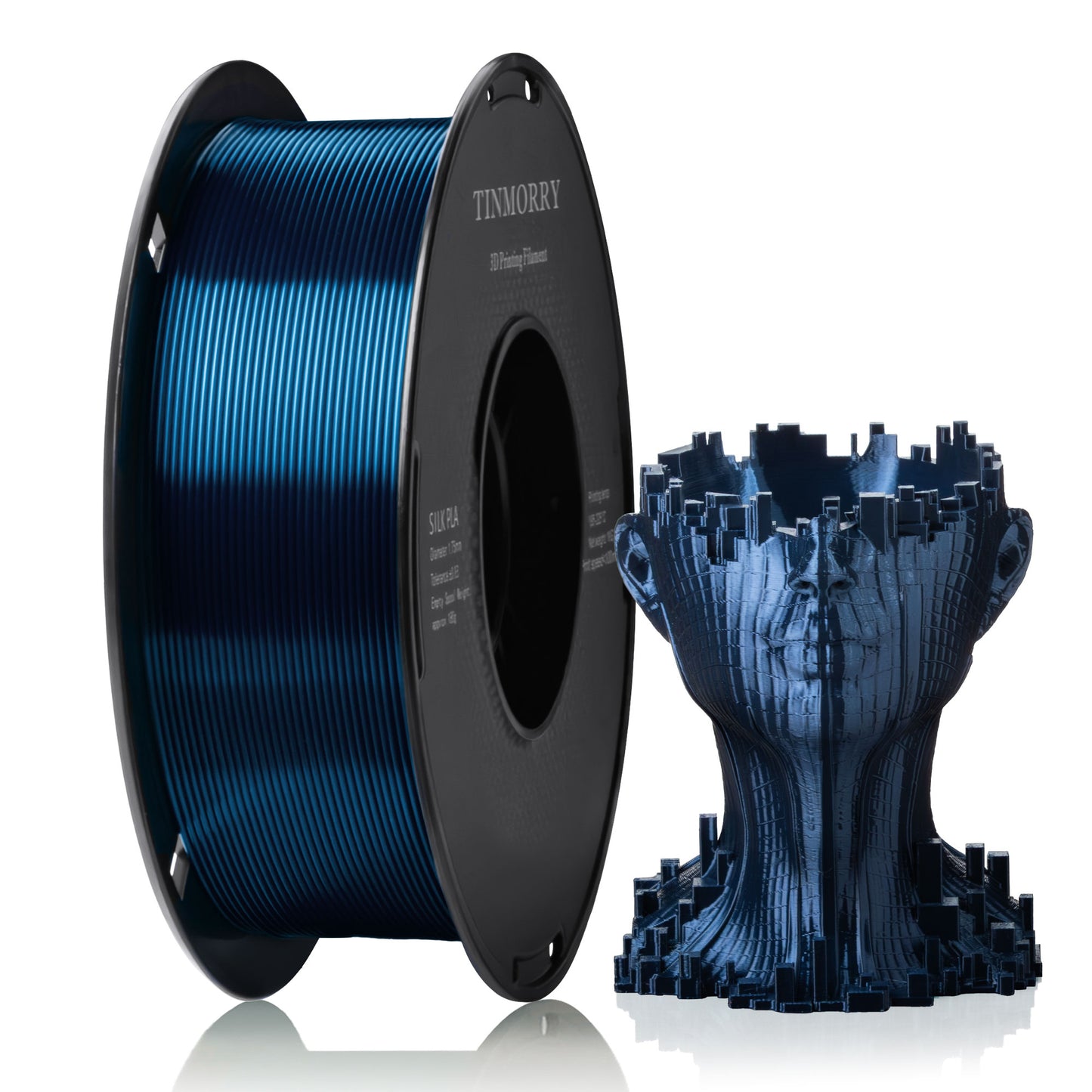 TINMORRY Silk PLA Filament 1.75mm, Glänzendes PLA 3D Drucker Filament, 1 KG 1 Spule, Silk Teal Blau