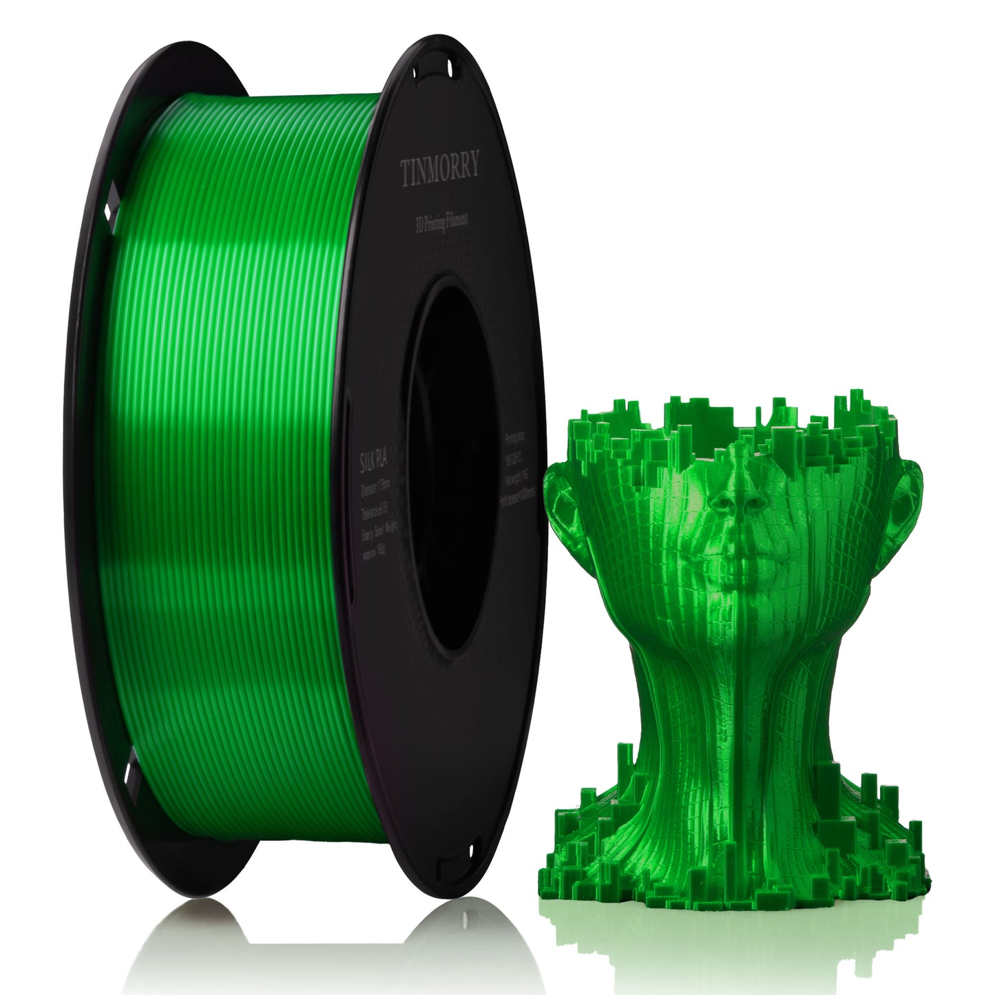 TINMORRY Silk PLA Filament 1.75mm, Glänzendes PLA 3D Drucker Filament, 1 KG 1 Spule, Silk Grün