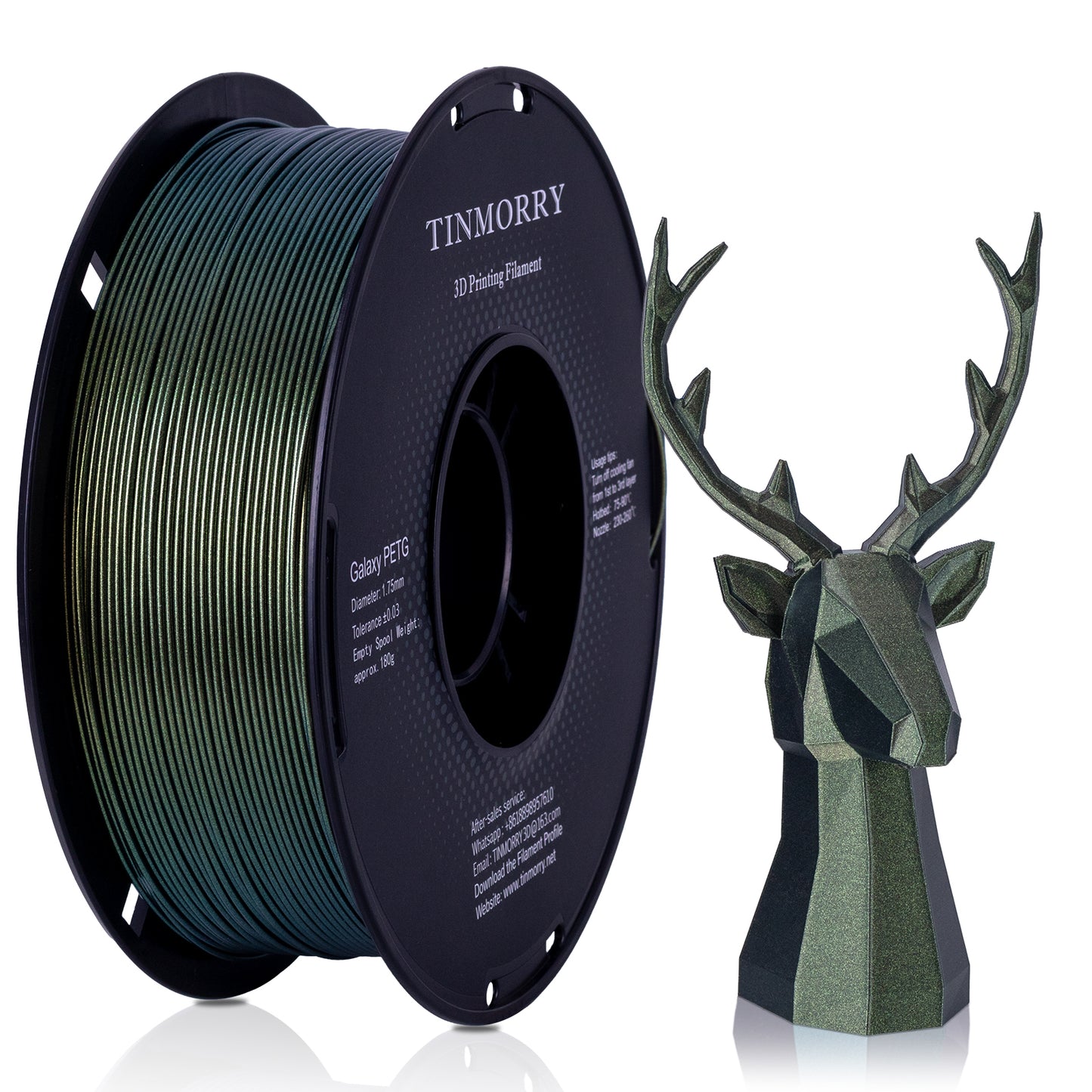 TINMORRY PETG フィラメント 1.75 mm、Galaxy PETG 3D プリンター フィラメント、Bambu FDM 3D プリンター対応、1 kg 1 スプール、Galaxy グリーン ゴールド