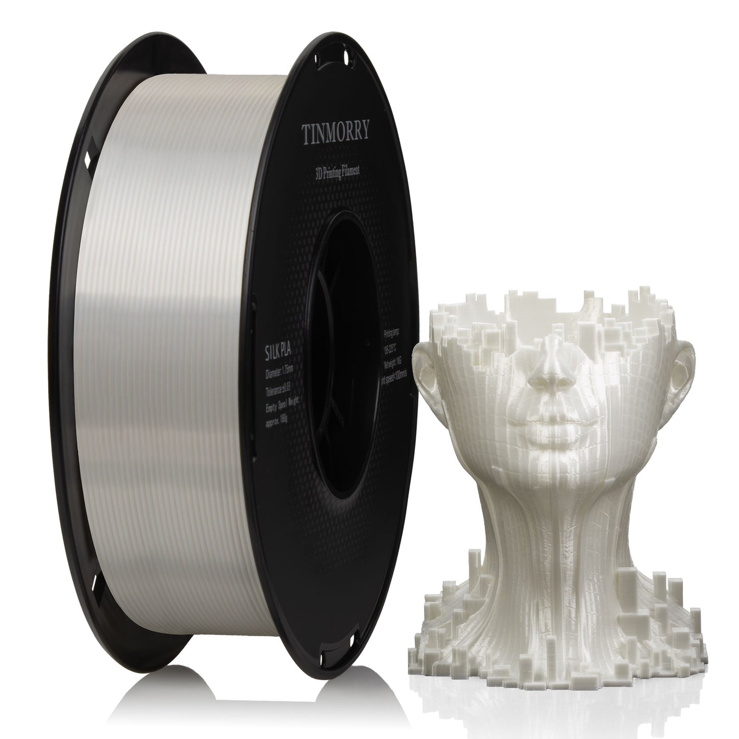 Silk PLA 3D Printer Filament 1.75mm, 1 KG, Silk White