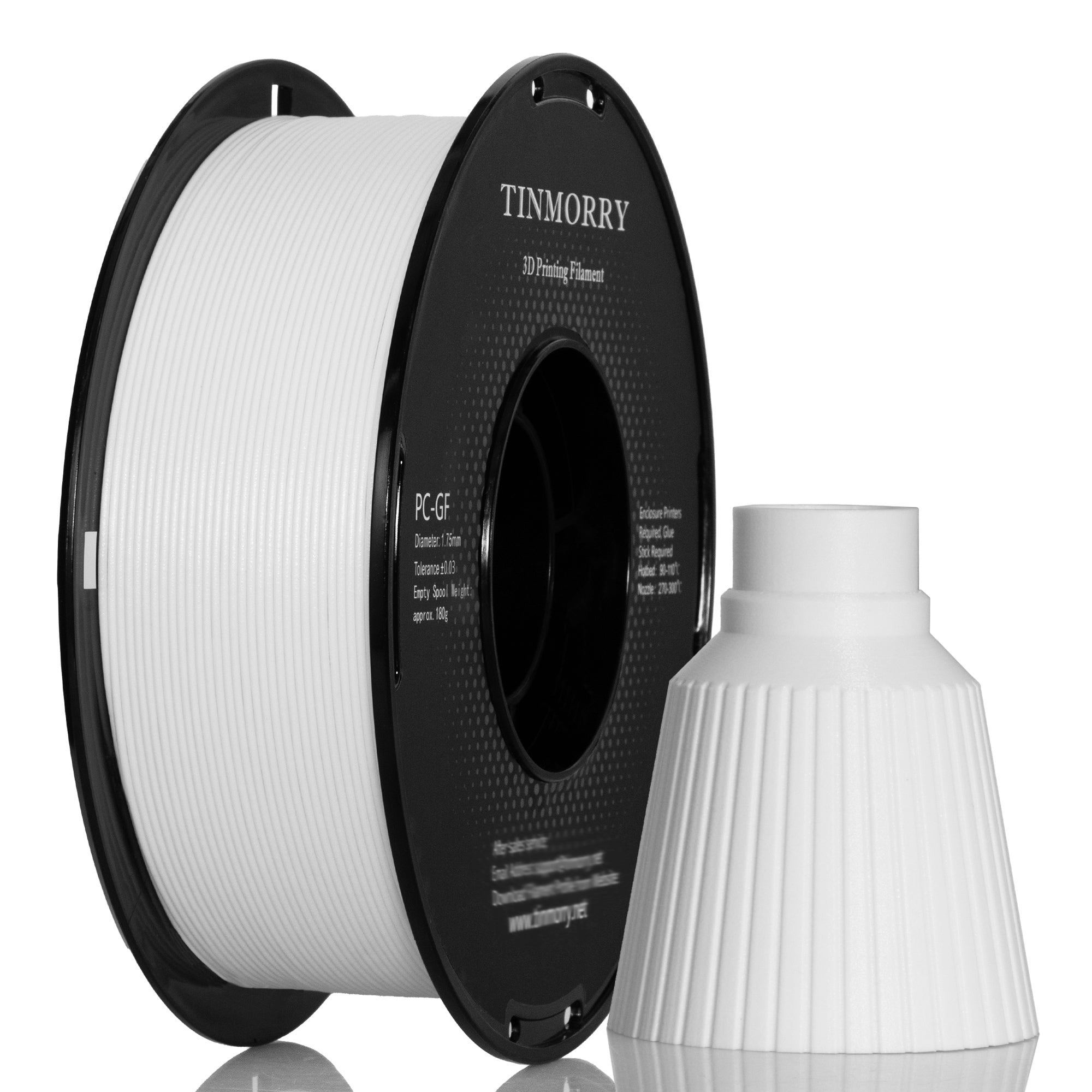 TINMORRYガラス繊維PCフィラメント1.75mm, 優れた耐熱性PC-GF 3D印刷