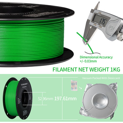 TINMORRY Glasfaserverstärktes PETG-Filament, hochschlagfestes PETG-GF-3D-Druckfilament, Haltbarkeit und Steifheit, perfekt kompatibel mit Bambu Lab FDM-3D-Drucker, 1 kg, 1 Spule, Frosted Green