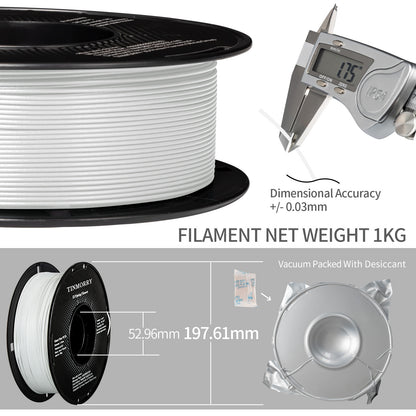TINMORRY Glasfaserverstärktes PETG-Filament, hochschlagfestes PETG-GF-3D-Druckfilament, Haltbarkeit und Steifheit, perfekt kompatibel mit Bambu Lab FDM-3D-Drucker, 1 kg, 1 Spule, mattweiß 