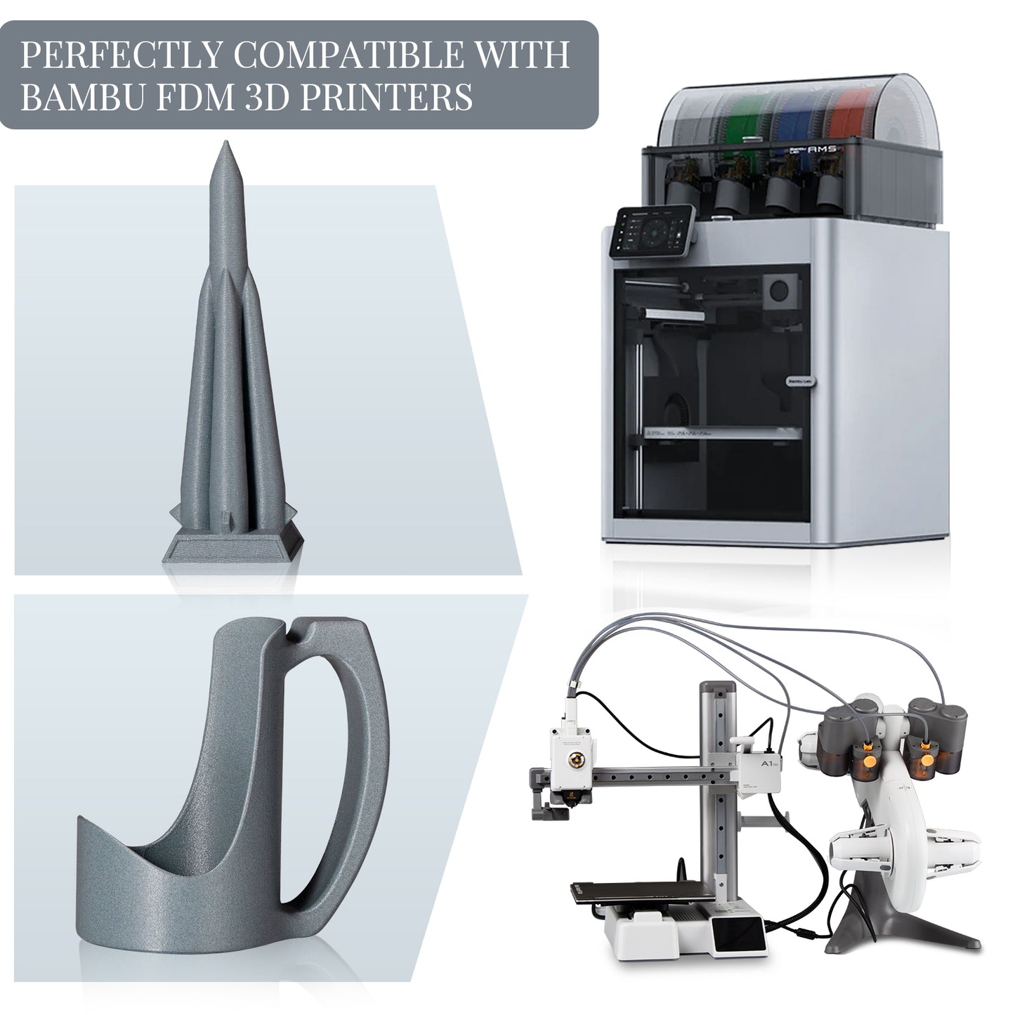 Carbon Fiber PETG 3D Printer Filament 1.75mm, 1 KG, Marble Grey