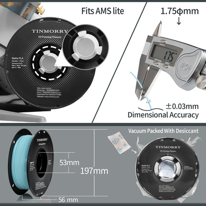 Matte PLA 3D Printer Filament 1.75mm, 1 KG, Matte Light Blue