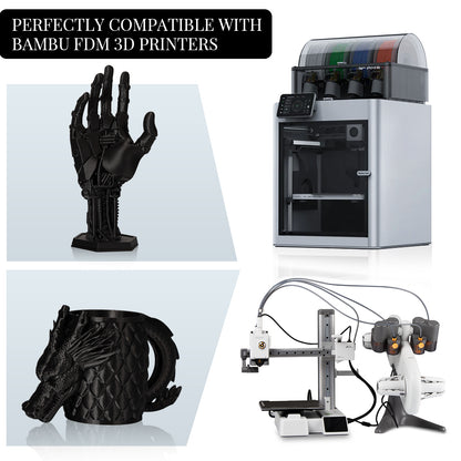 Carbon Fiber PETG 3D Printer Filament 1.75mm, 1 KG, Black