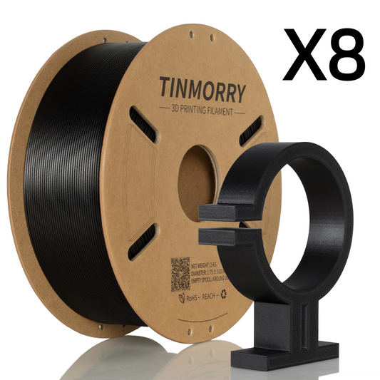 8 Rolls Value Pack & Save | Carbon Fiber PETG-ECO Filament, 2KG 1 Spool, Black