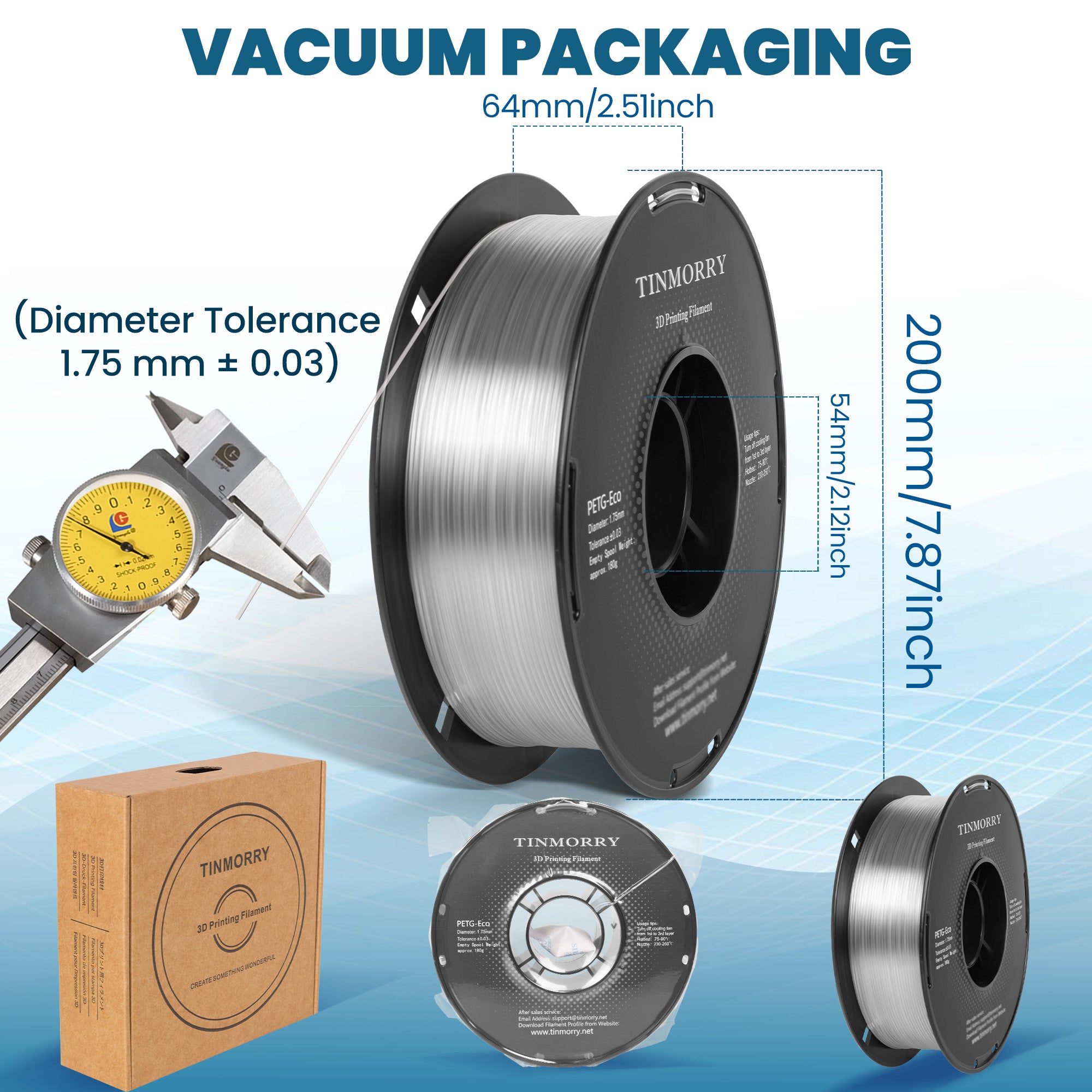 Rapid PETG-Eco 3D Printer Filament 1.75mm, 1 KG, Transparent