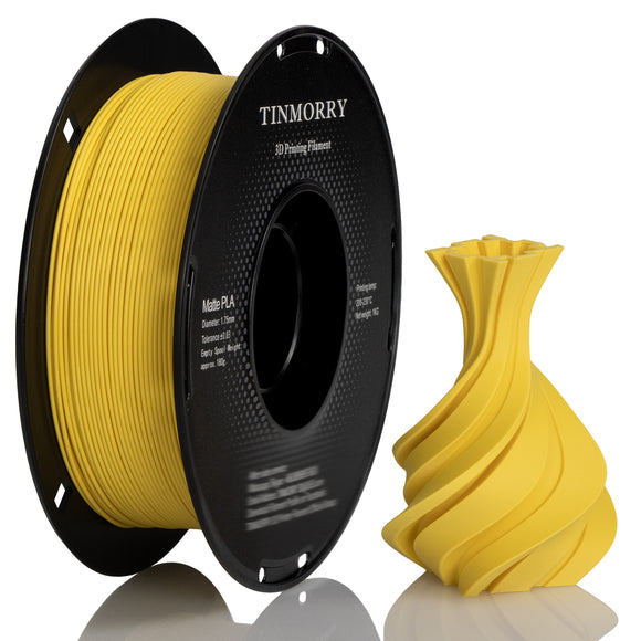 TINMORRY Matte PLA Filament 1.75mm, PLA 3D Printing Filament, Compatible with Bambu Lab FDM 3D Printer, 1 KG 1 Spool, Matte Yellow