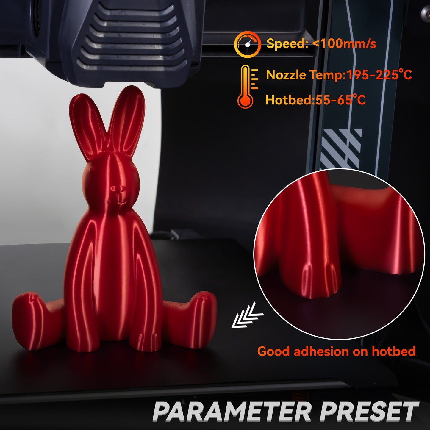 Silk PLA 3D Printer Filament 1.75mm, 1 KG, Silk Red