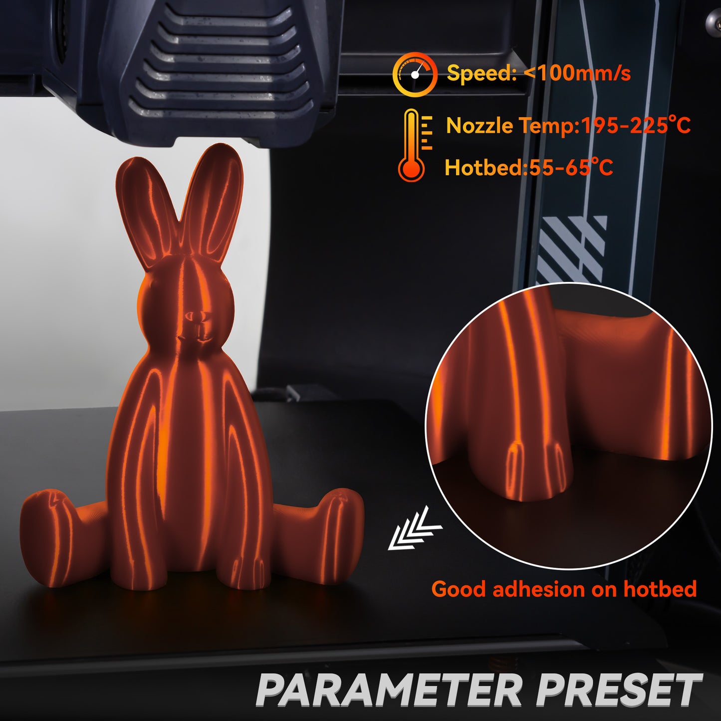 Silk PLA 3D Printer Filament 1.75mm, 1 KG, Silk Copper