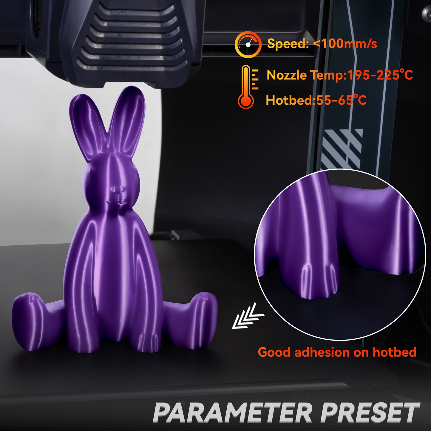 Silk PLA 3D Printer Filament 1.75mm, 1 KG, Silk Purple