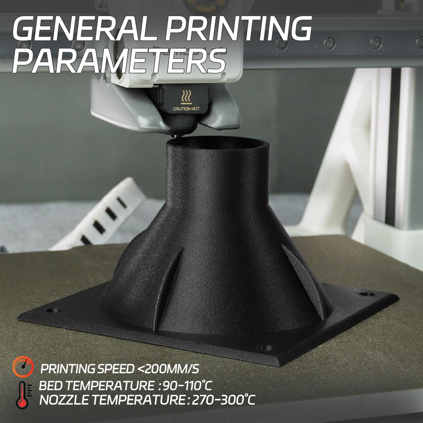 Glass Fiber PC 3D Printer Filament 1.75mm, 1 KG, Frosted Black