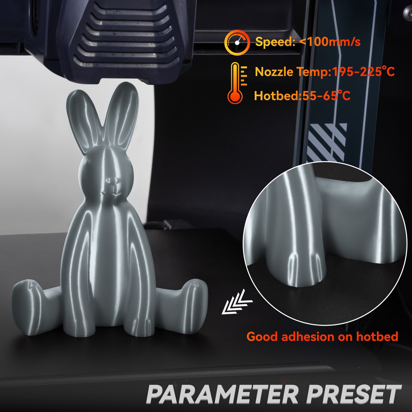 Silk PLA 3D Printer Filament 1.75mm, 1 KG, Silk Silver