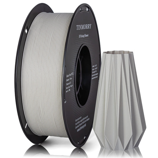 TINMORRY Glasfaserverstärktes PETG-Filament, hochschlagfestes PETG-GF-3D-Druckfilament, Langlebigkeit und Steifigkeit, perfekt kompatibel mit Bambu Lab FDM-3D-Druckern, 1 kg, 1 Spule, Frosted  Warmhellgrau