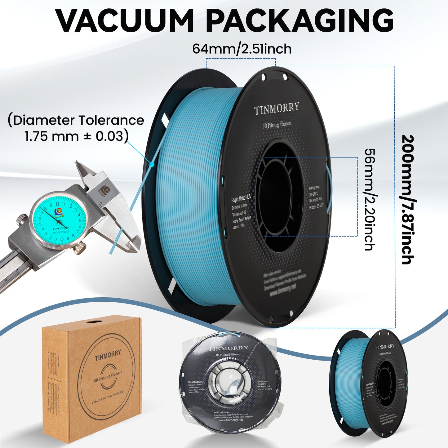 TINMORRY Mattes PLA-Filament 1,75 mm, PLA-3D-Druckfilament, kompatibel mit Bambu Lab FDM-3D-Drucker, 1 kg, 1 Spule, Schwarz 