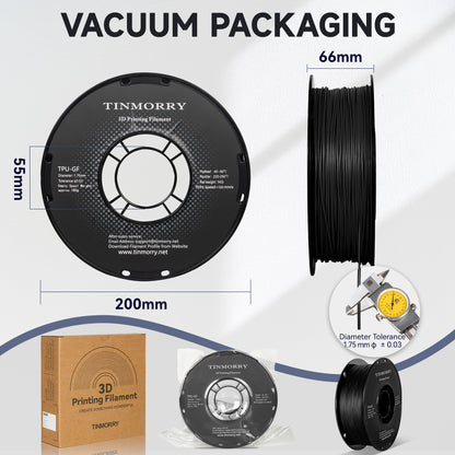 Glass Fiber TPU Filament 1.75mm, 1 KG, Black