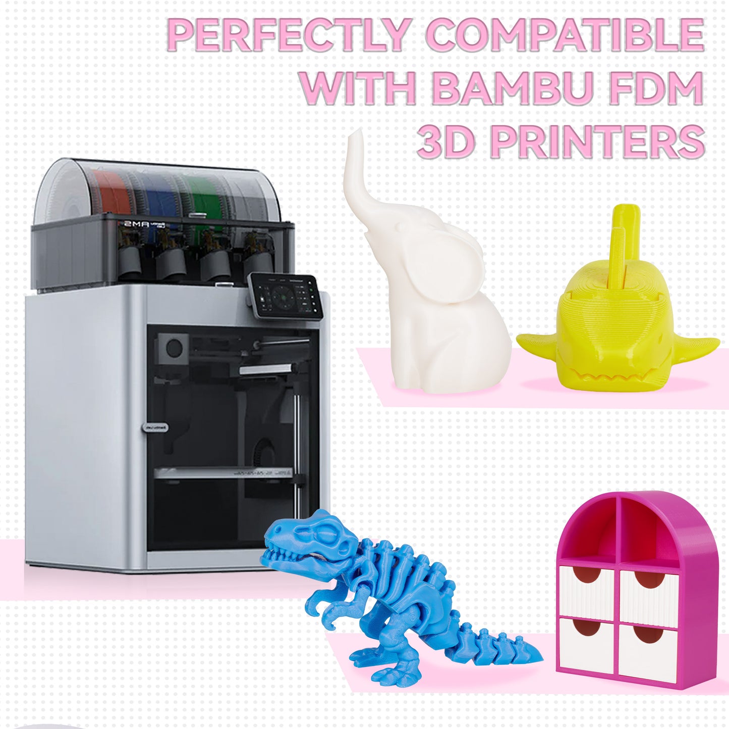 4 Rolls Value Pack & Save | PETG-ECO Filament, 1 KG 1 Spool, Magenta+ Jade White+ Yellow+ Blue