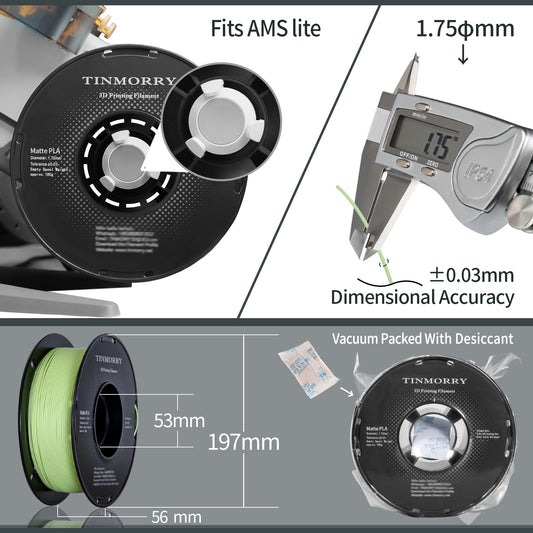 Matte PLA 3D Printer Filament 1.75mm, 1 KG, Matte Light Green