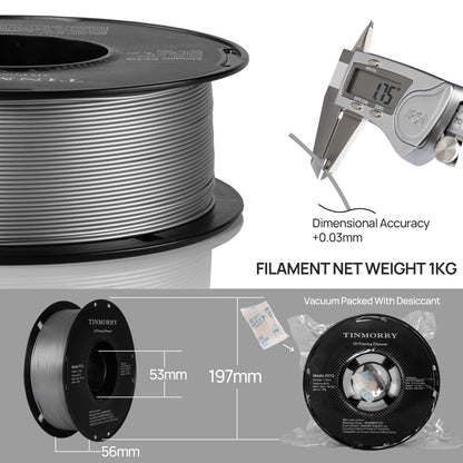 Metallic PETG 3D Printer Filament 1.75mm, 1 KG, Metallic Silver