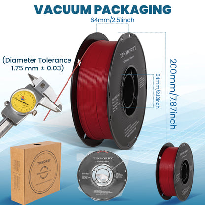 TINMORRY PETG フィラメント 1.75mm、Rapid PETG-Eco 3D プリント フィラメント、Bambu Lab/Creality K1C / FLASHFORGE Adventurer 5M FDM 3D プリンター対応、1 KG 1 スプール、ダークレッド