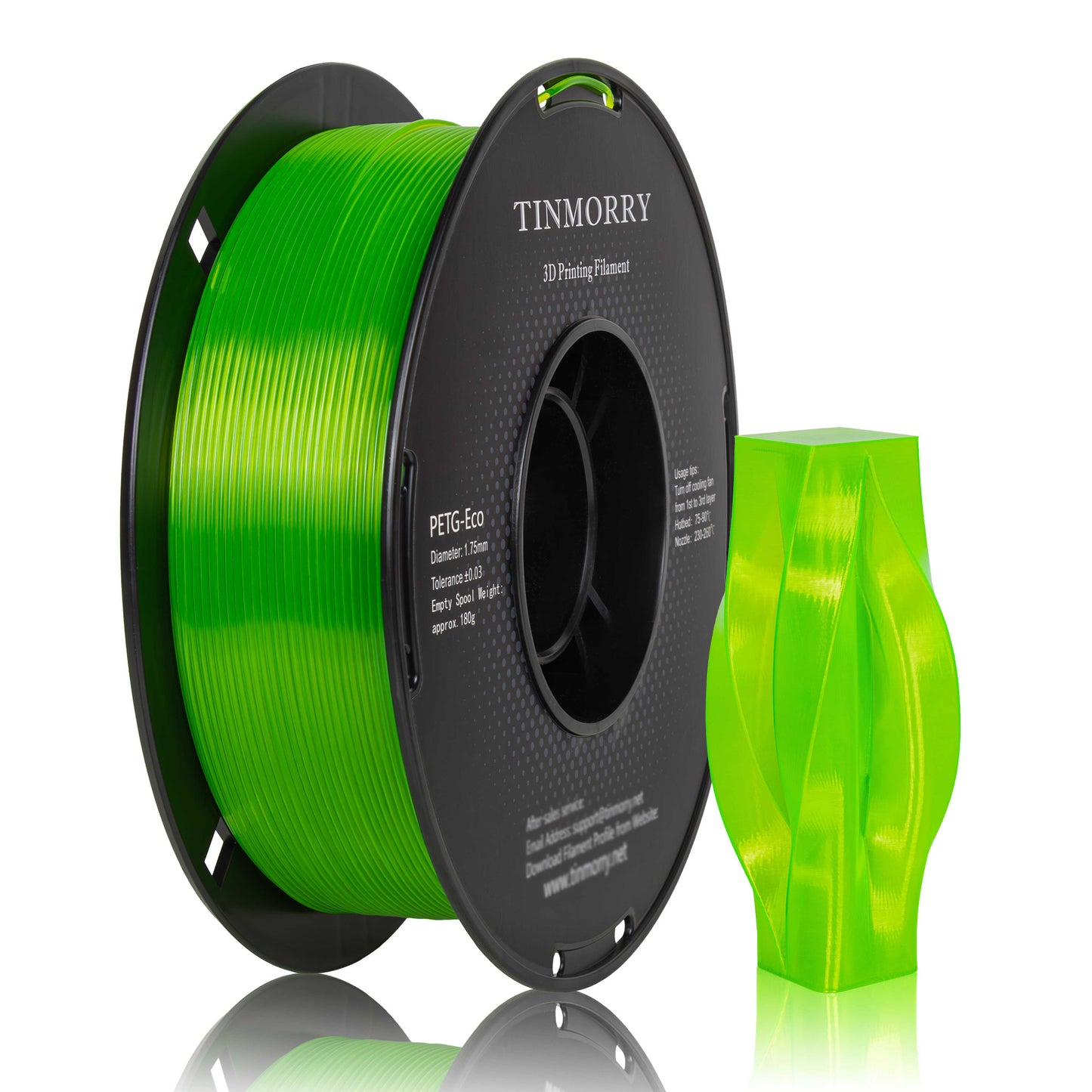 Rapid PETG-Eco 3D Printer Filament 1.75mm, 1 KG, Transparent Green