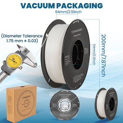 TINMORRY PETG フィラメント 1.75mm、Rapid PETG-Eco 3D プリント フィラメント、Bambu Lab/Creality K1C / FLASHFORGE Adventurer 5M FDM 3D プリンター対応、1 KG 1 スプール、アイボリー ホワイト