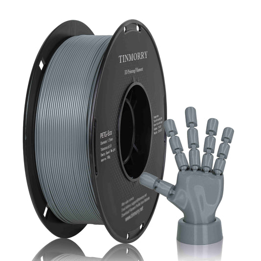 TINMORRY PETG-Filament 1,75 mm, Rapid PETG-Eco 3D-Druckfilament, kompatibel mit Bambu Lab/Creality K1C / FLASHFORGE Adventurer 5M FDM 3D-Drucker, 1 kg 1 Spule, grau 