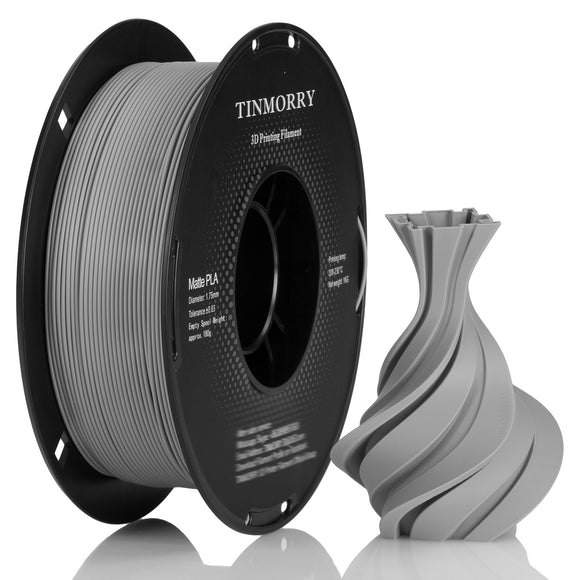 TINMORRY Mattes PLA-Filament 1,75 mm, PLA-3D-Druckfilament, kompatibel mit Bambu Lab FDM-3D-Drucker, 1 kg, 1 Spule, Mattgrau 