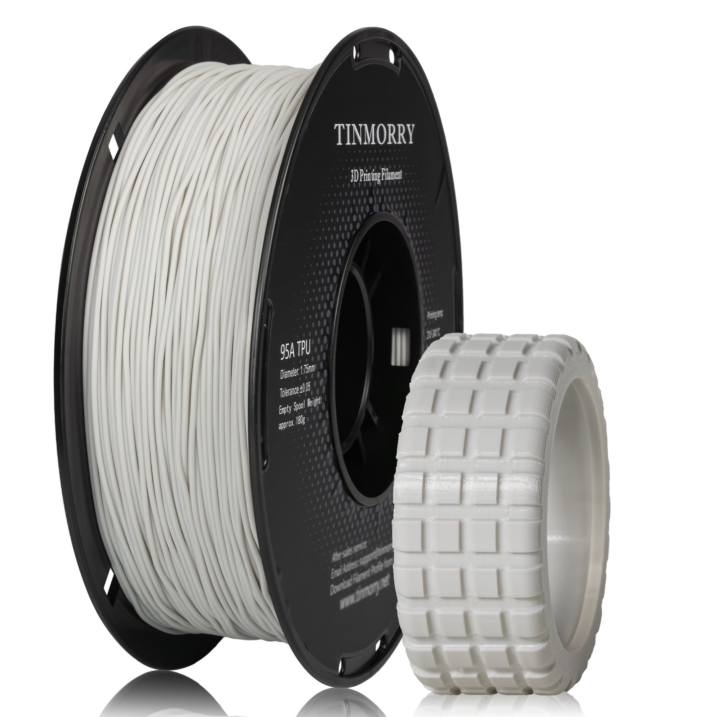 95A TPU 3D Printer Filament 1.75mm, 1 KG, Light Grey