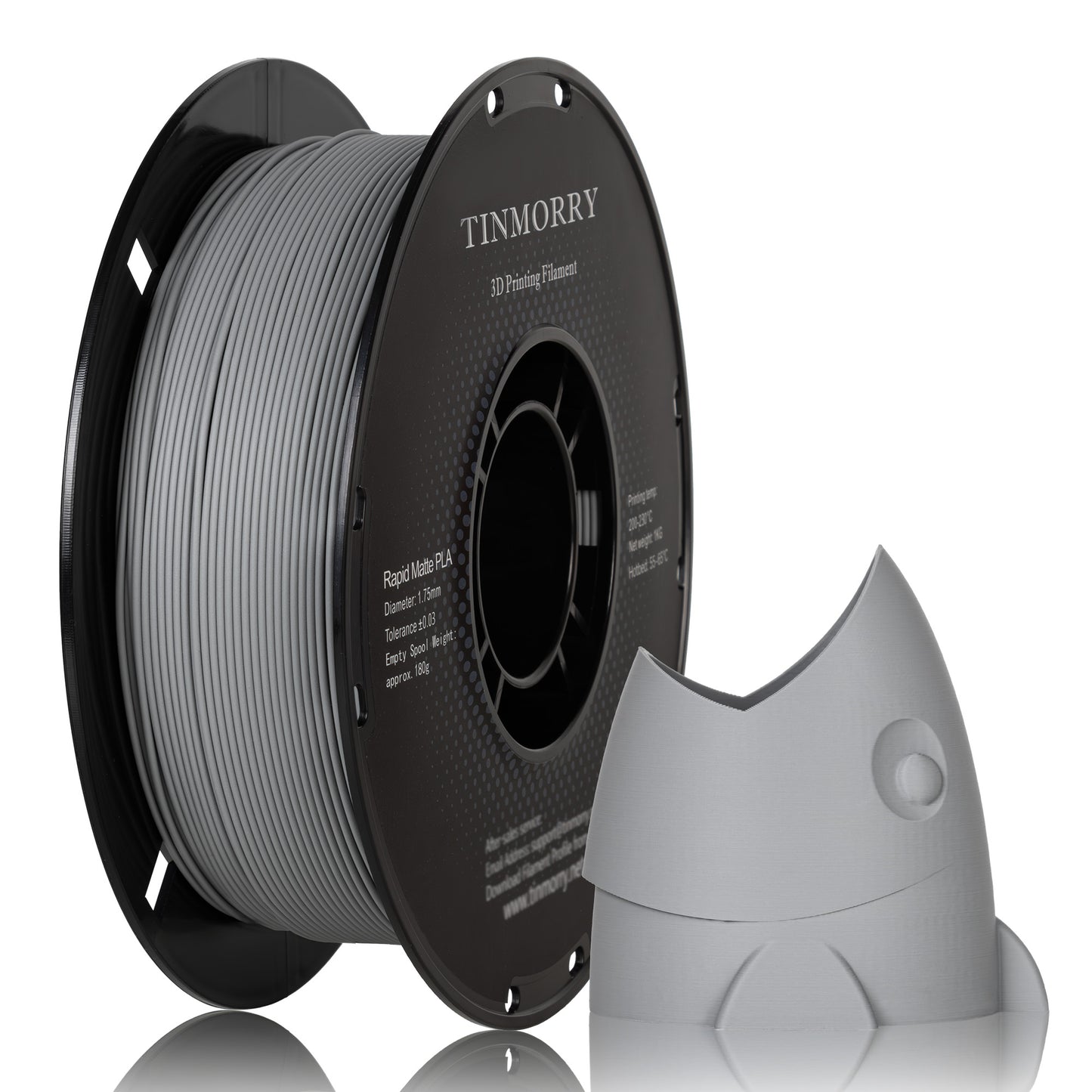 Matte PLA 3D Printer Filament 1.75mm, 1 KG, Matte Grey