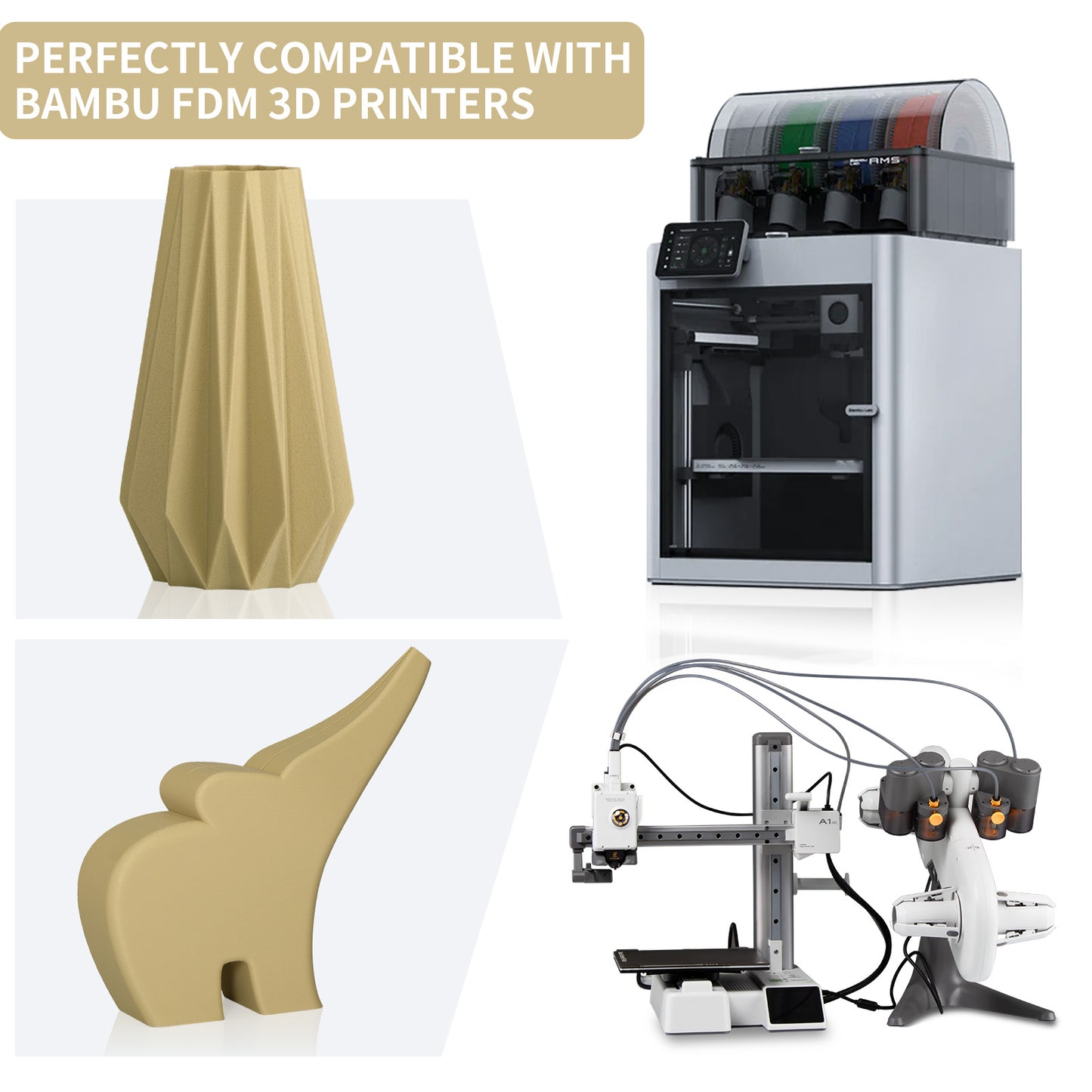 TINMORRY Glasfaserverstärktes PETG-Filament, hochschlagfestes PETG-GF-3D-Druckfilament, Haltbarkeit und Steifheit, perfekt kompatibel mit Bambu Lab FDM-3D-Drucker, 1 kg, 1 Spule, Frosted Beige 
